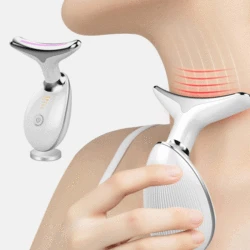 Appareil de beauté anti-âge pour lifting du cou, soins du visage, raffermissement de la peau, anti-déformable, masseur facial à vibration thermique EMS