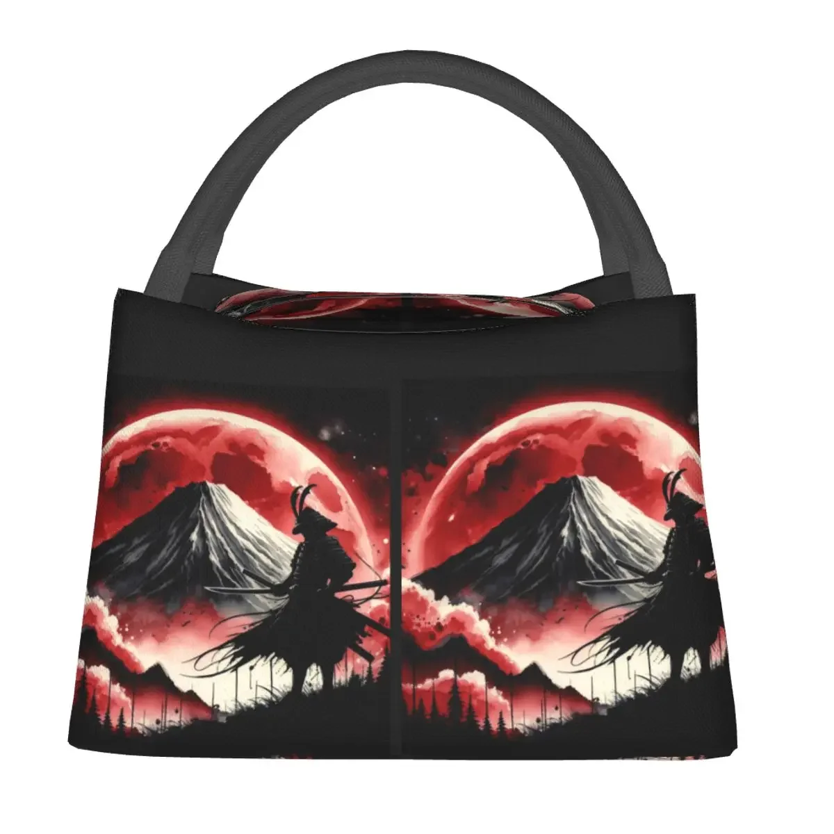 Anime Japanese Samurai Lunch Bag Full Moon Kawaii Lunch Box For Adult Office Portable Cooler Bag Print Tote Food Bags