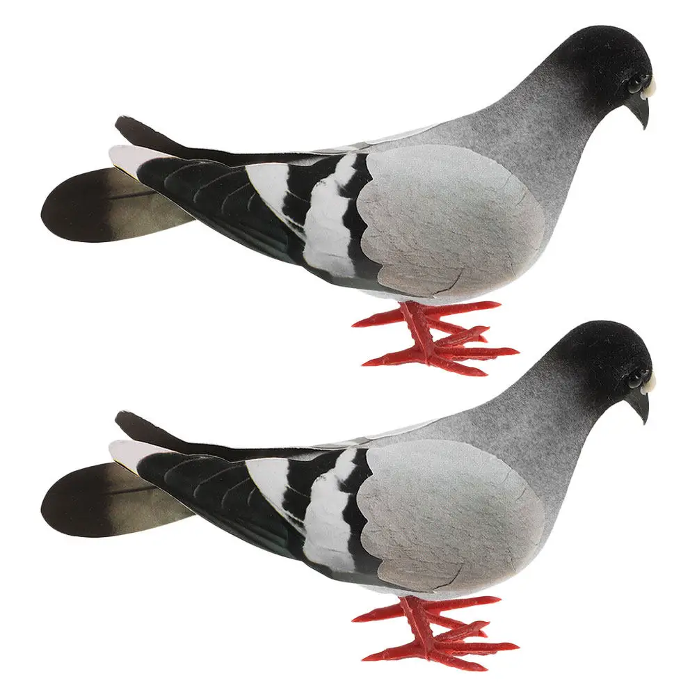 2Pcs Lifelike Artificial Plume Dove Garden Statue Outdoor Lawn Decor Foam Bird Ornament Photo Prop Landscape Decoration
