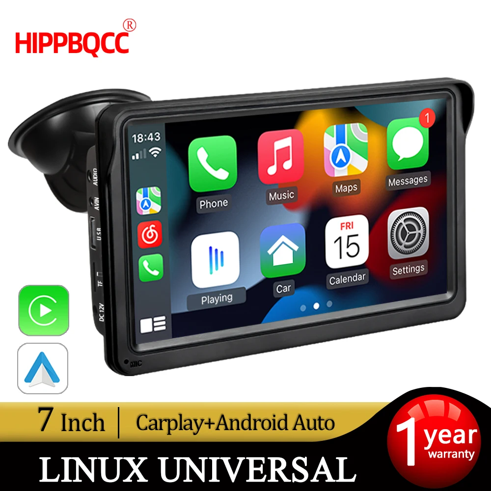 

HIPPBQCC 7 "автомобильное зеркало радио мультимедийный видеоплеер универсальный беспроводной Carplay Android Auto сенсорный экран с Bluetooth AUX