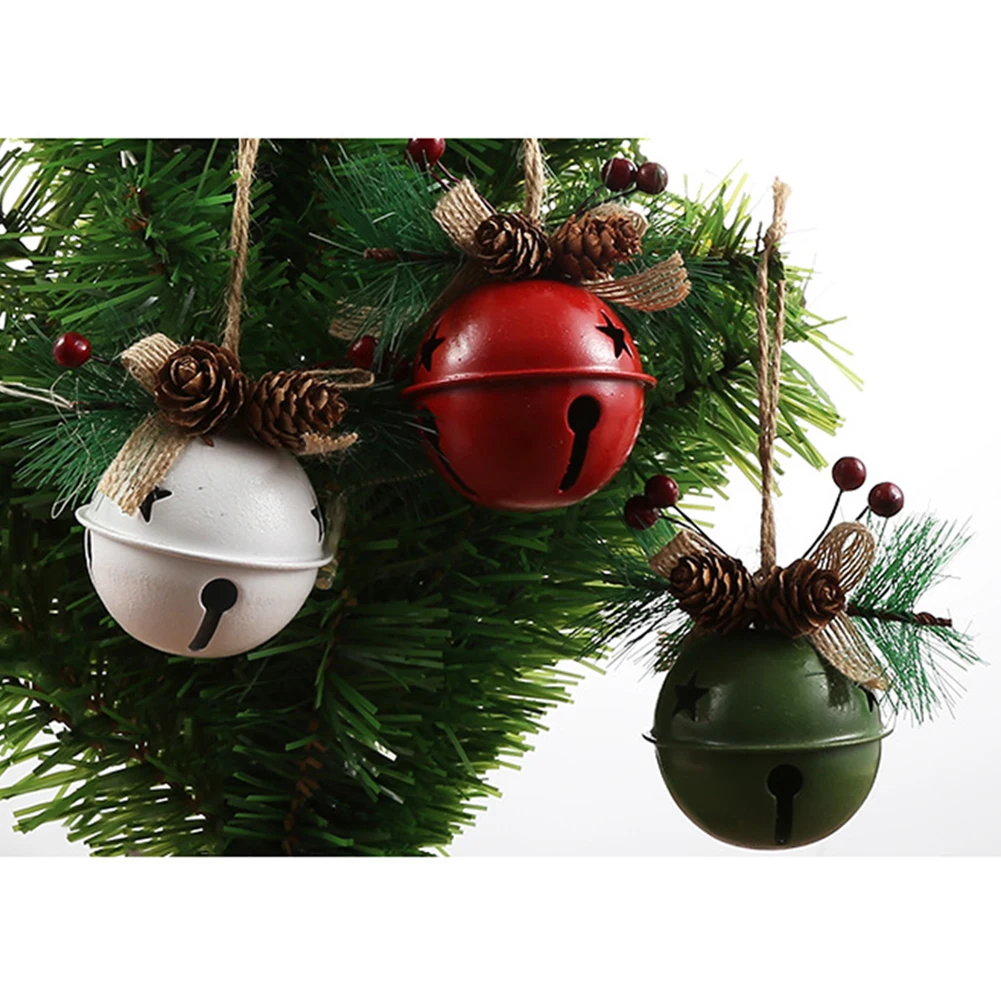 Christmas Bell Hanging Pendant Jingle Bell Painted Bells Christmas Tree Door Wall Hanging Ornament Xmas Party Gift Decoration