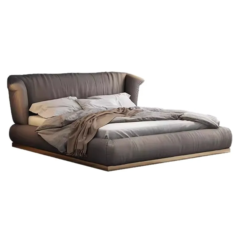 

Italian solid wood bed leather bed