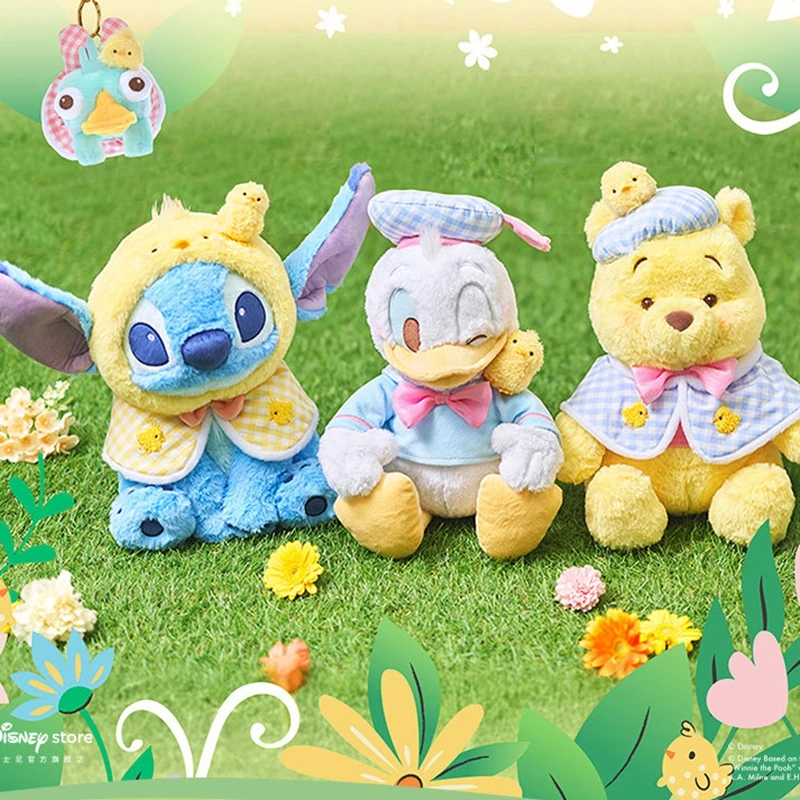 

Genuine Disney Friends Wonderful Spring Winnie The Pooh Stitch Anime Figure Donald Duck Backpack Charm Collectible Doll Ornament