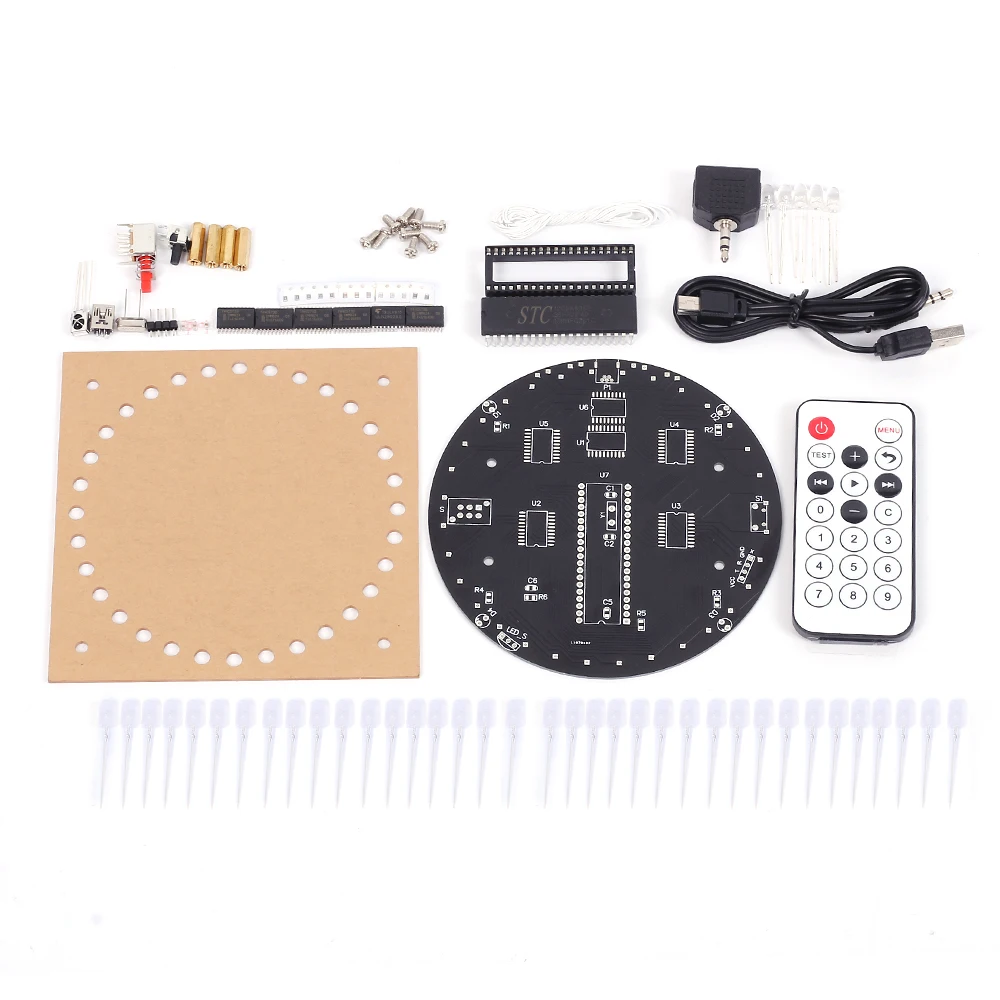 DC 5V DIY Kit RGB/Blue Dream Light Circle LED Music Spectrum Module 5mm 8x32 Dot Matrix Lamp Cube Soldering Training Suite