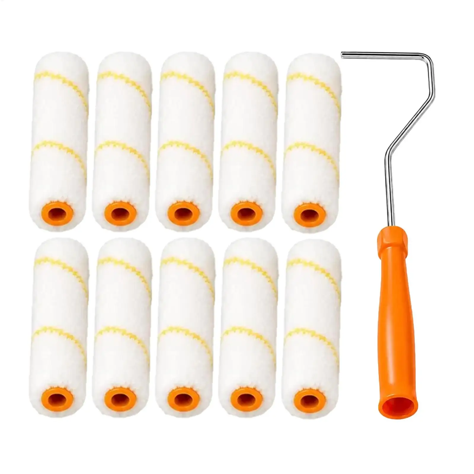 Paint Roller Cover 10 Pieces Microfiber Texture Covers with Handle Paint Roller Tool Kit for Walls Ceiling Drywall Deck Interior