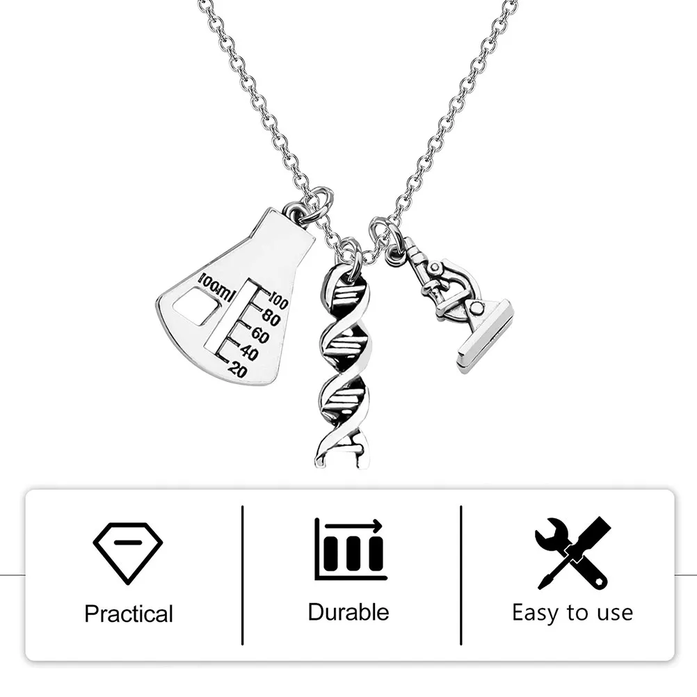 Dna Chemistry Microscope Necklace Creative Pendant Necklace Clavicle Chain Daily Wear Jewelry Gift for Women Teachers' Day