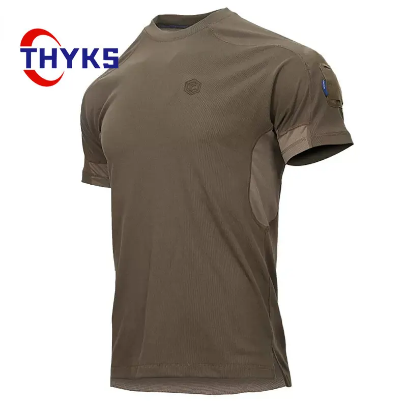 Outdoor Military Tactical Training T-shirt Men's Summer Quick Dry Breathable Casual Sports Sweat-Wicking Hiking Short Sleeve