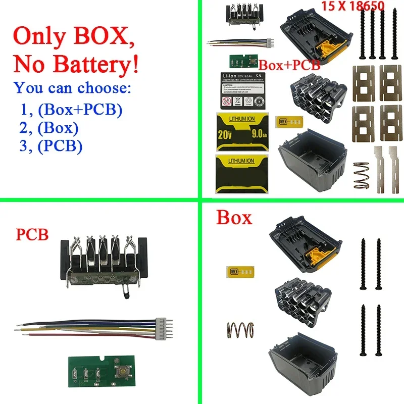 DCB200 Li-ion Battery 15*18650 Plastic Case PCB Charging Protection Circuit Board Box Housing For DeWalt 18V 20V DCB203 DCB204