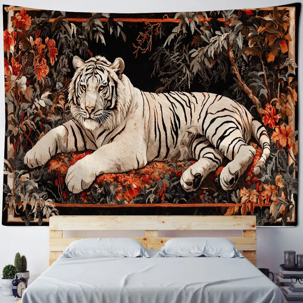 

Tiger lion leopard illustration background decoration tapestry animal bohemian style background decoration tapestry
