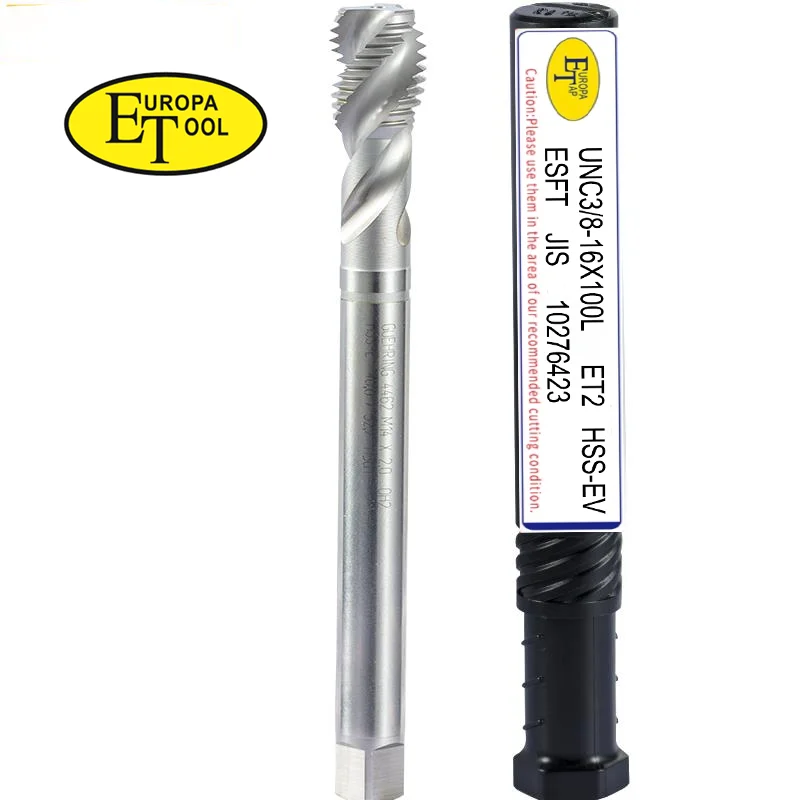 ET HSS-EV  Lengthening JIS Standard Spiral Fluted Tap UNC/F 0-80 2-56 4-40 6-32 1/4 5/16 Screw Thread Spiral  Pointed Taps