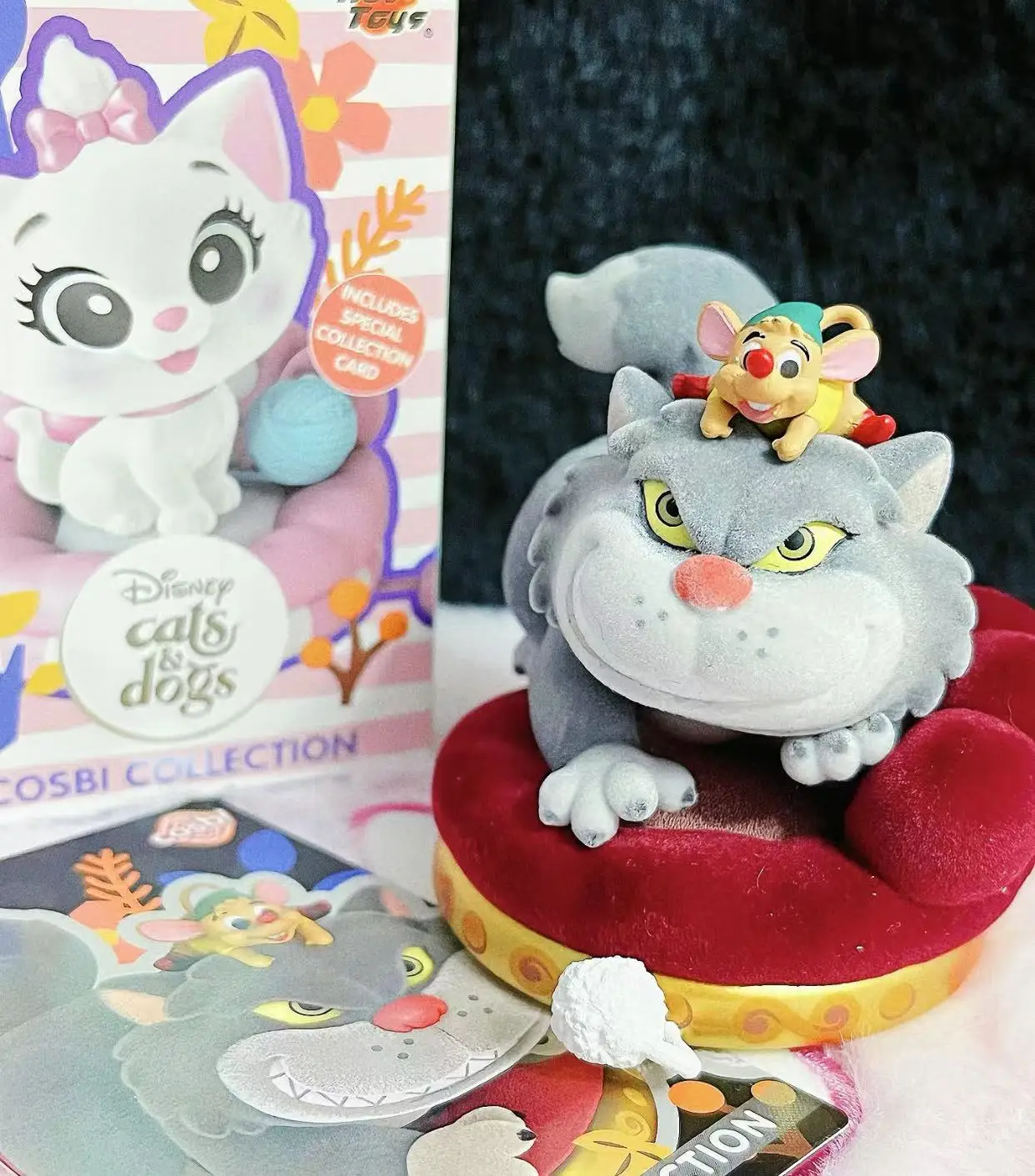 Disney Cats Party Cosbi Blind Box, Marie & Lucifer gevlokte figuren, Q-versie verzamelcadeauset voor meisjes Verzamelaarscadeau