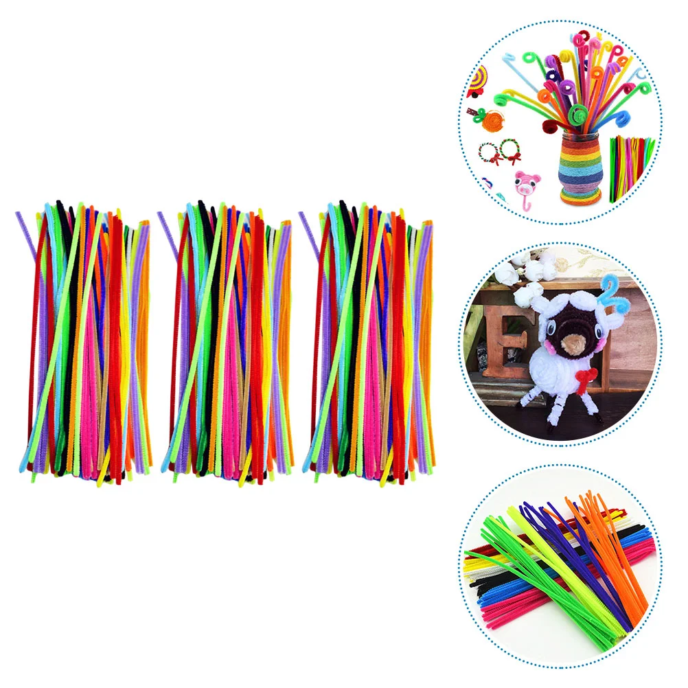 300 Pcs Color Twist Stick Craft Supplies Clean Bendable Bar DIY Twisted Velvet Pipecleaners