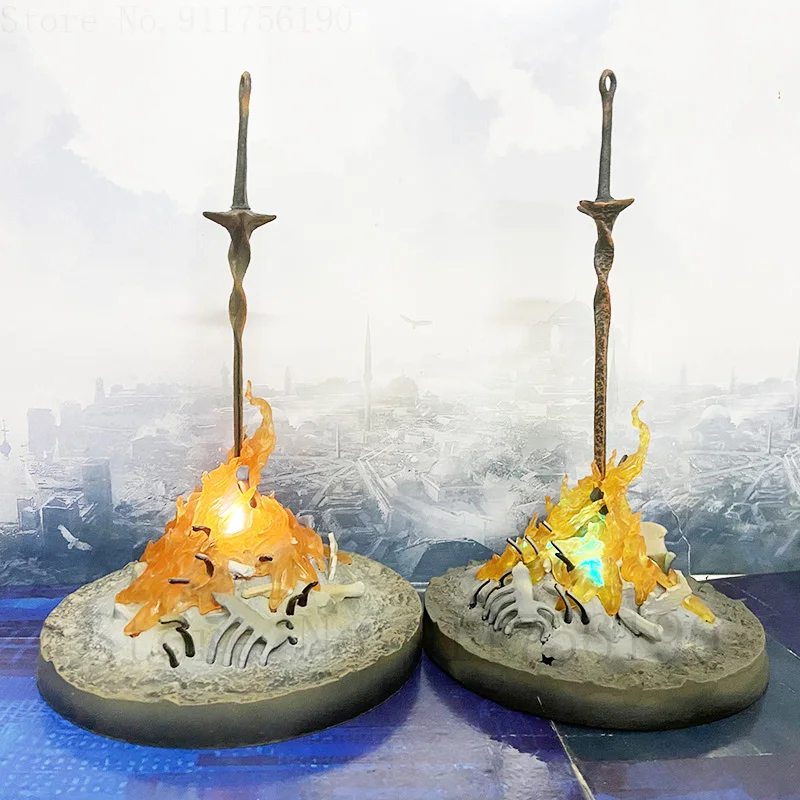 Dark Souls Action Figure Fire Glowing Sword LED ILLUMINATION Bonfire LIT Light-up Glow Sword Lighting With Control Toy 23CM