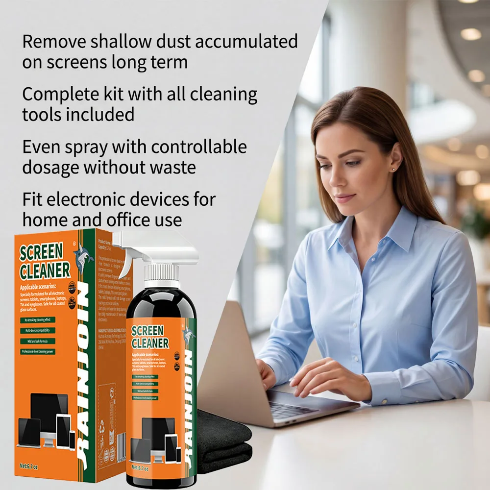 Bildschirmreinigungs-Spray-Set mit Mikrofasertuch - Streifenfreier Reiniger, Sicher für Smartphone, Laptop, TV, Kameraobjektive und Autodisplays – Detail 8