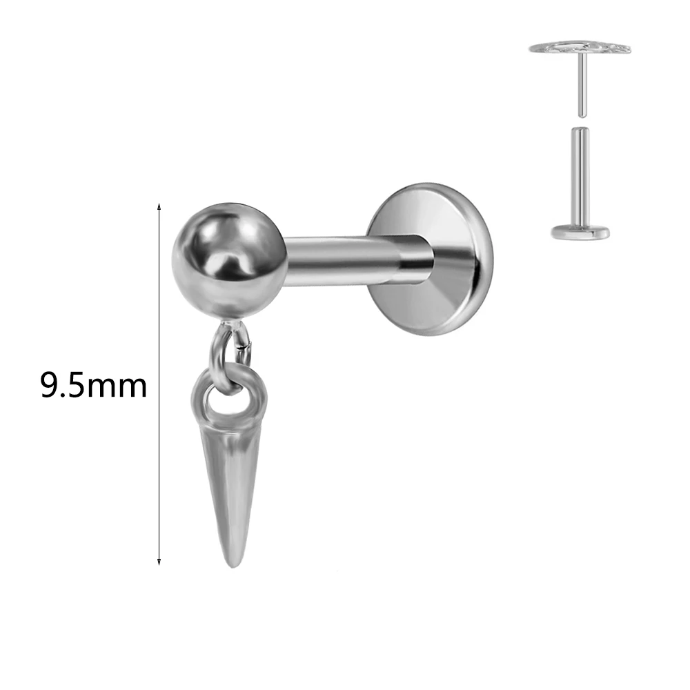 G23 Titanium Water Drop CZ Labret Piercing Earring Stud