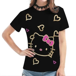 Hello Kitty Tops Trend Women's T-shirts Personality Streetwear Woman Tee Short Sleeves T-shirt Clothing Casual Girl Festival Top