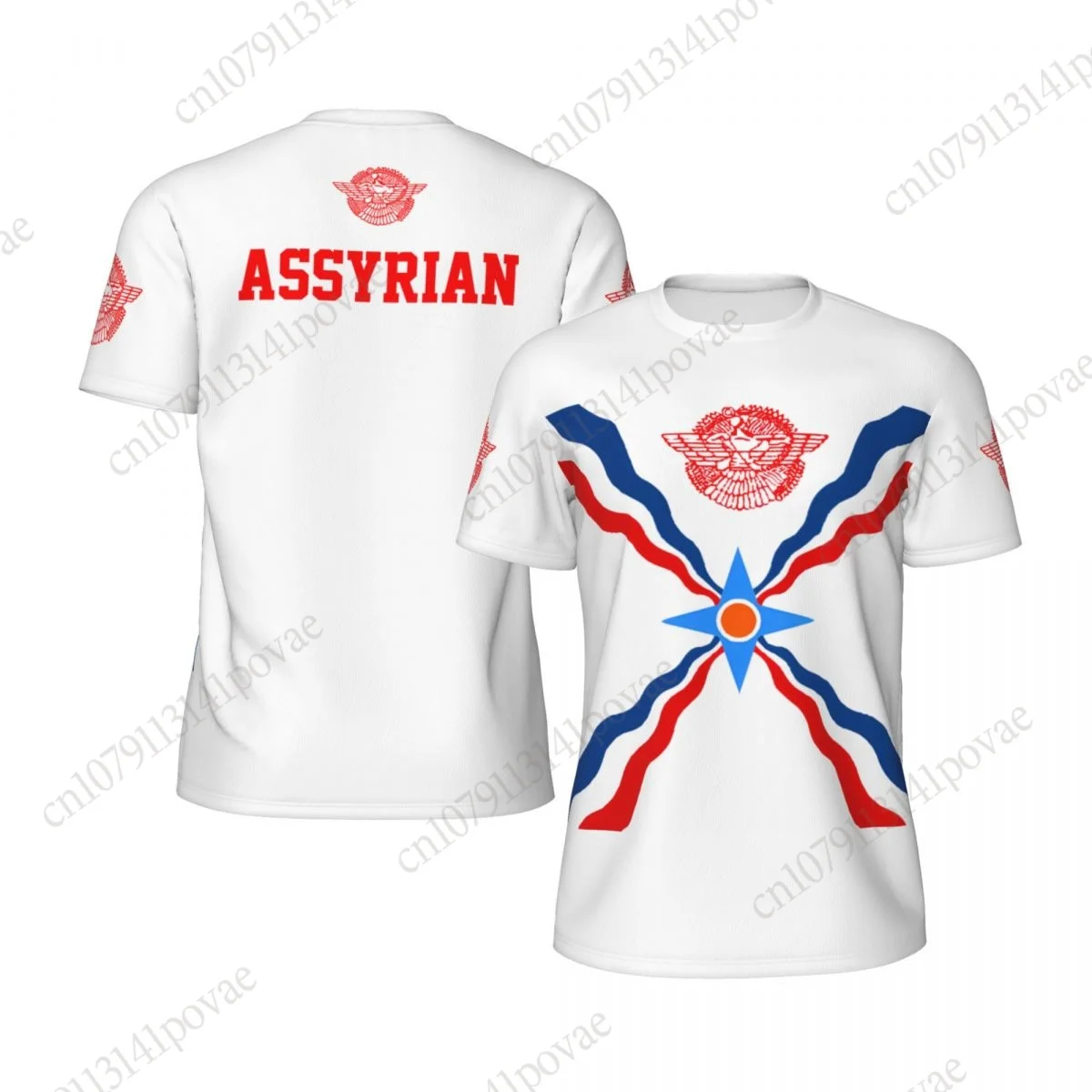 Assyrian Flag T-shirts Men Women Mesh Clothing Sports Breathable For Running Bike Tennis Fitness