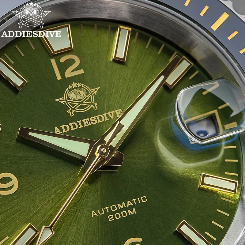 

ADDIESDIVE Men NH35A Mechanica Dive Watch Domed Sapphire Glass 200m Waterproof Watches Ceramic Bezel Super Luminous Male Clock