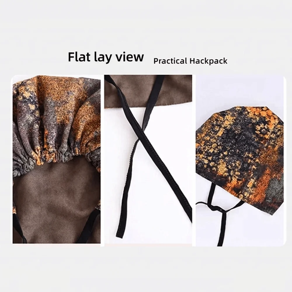 Casual Oil Painting Style Beanie Cap Windproof Cover Head Cap Keep Warm Double-sided Slouchy Hat for Women