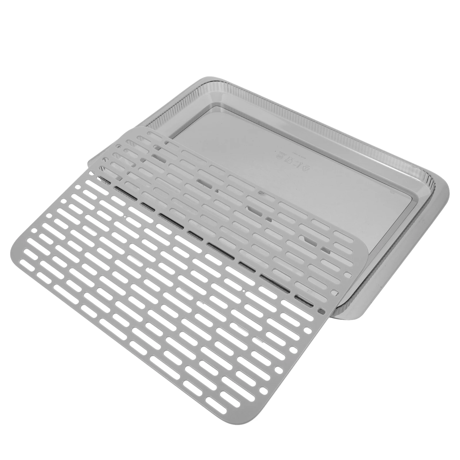 

Drainage Tray with Grid Thickened PET Double Layer Anti Slip Tea Fruit Dessert Stand Kitchen Counter Storage Vegetable Rack Dry