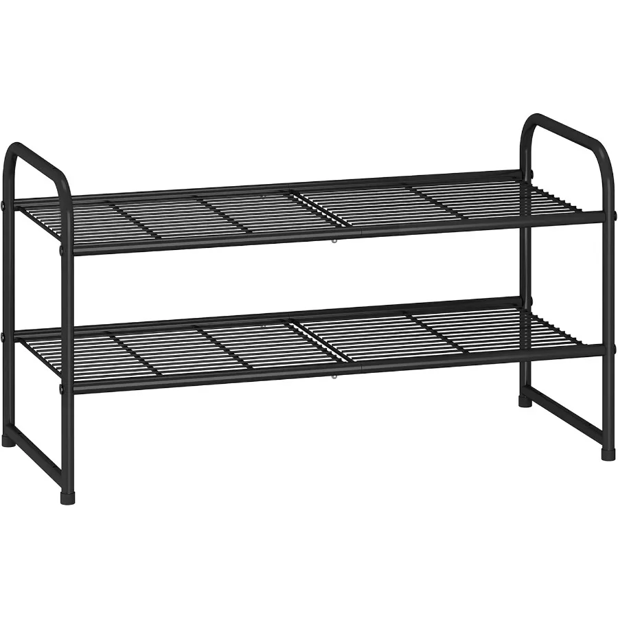 

2Tier Stackable Shoe Rack Metal Shoe Shelf Storage Organizer Black
