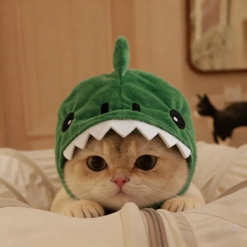 

Funny Adjustable Cat Shark Headdress Cartoon Warm Pet Cosplay Headwear Cute Soft Cat Decorative Hat Halloween