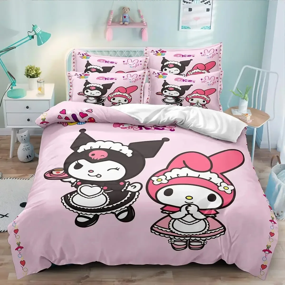 

kuromi Bedding Set Single Twin Full Queen King Size Bed Set Bedroom Duvet Cover Beddings Suit Birthday Gift