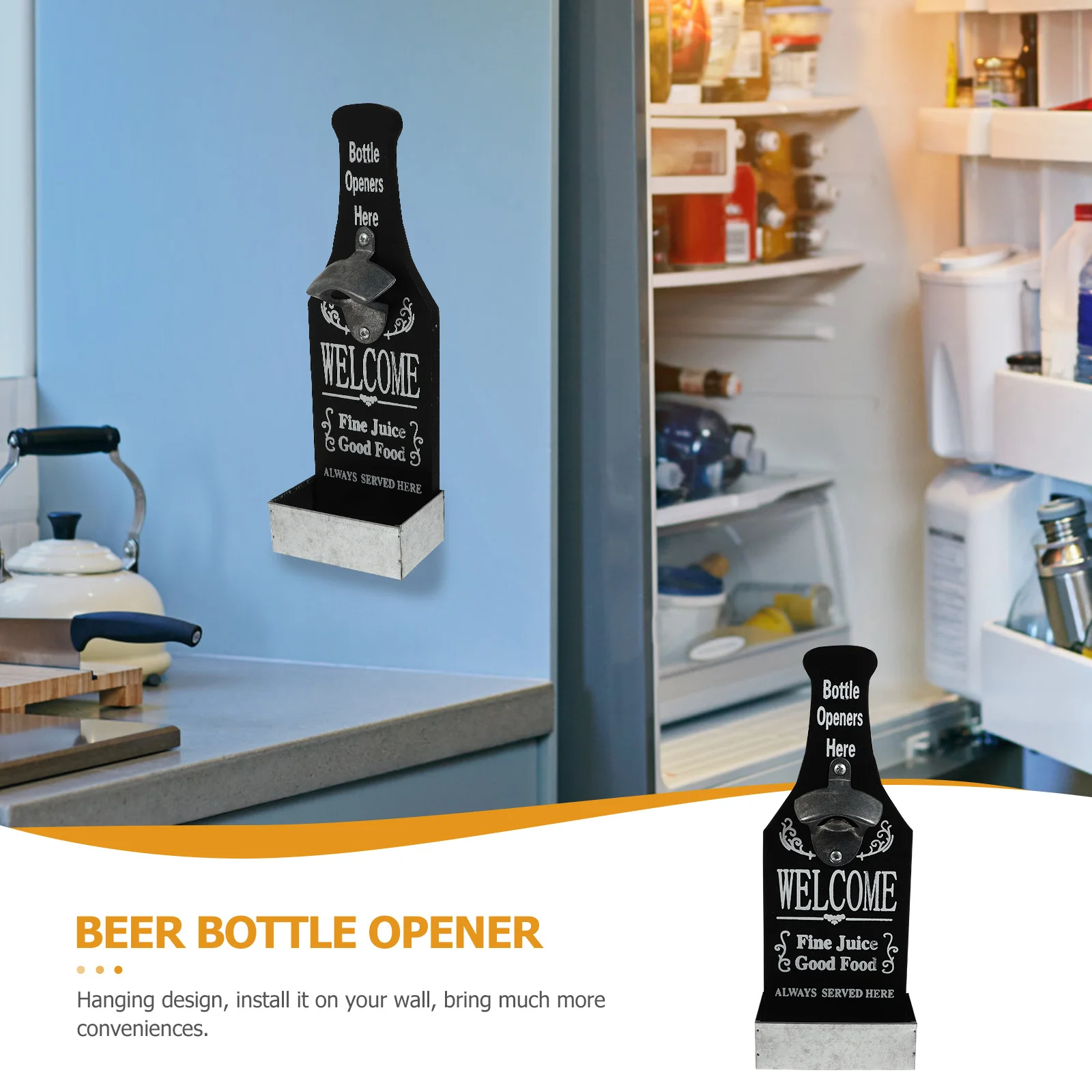 

Wall Mounted Bottle Opener Creative Beer Shaped Design For Home Kitchen Bar Use Hanging Bottle Opening Tool Wooden Handle