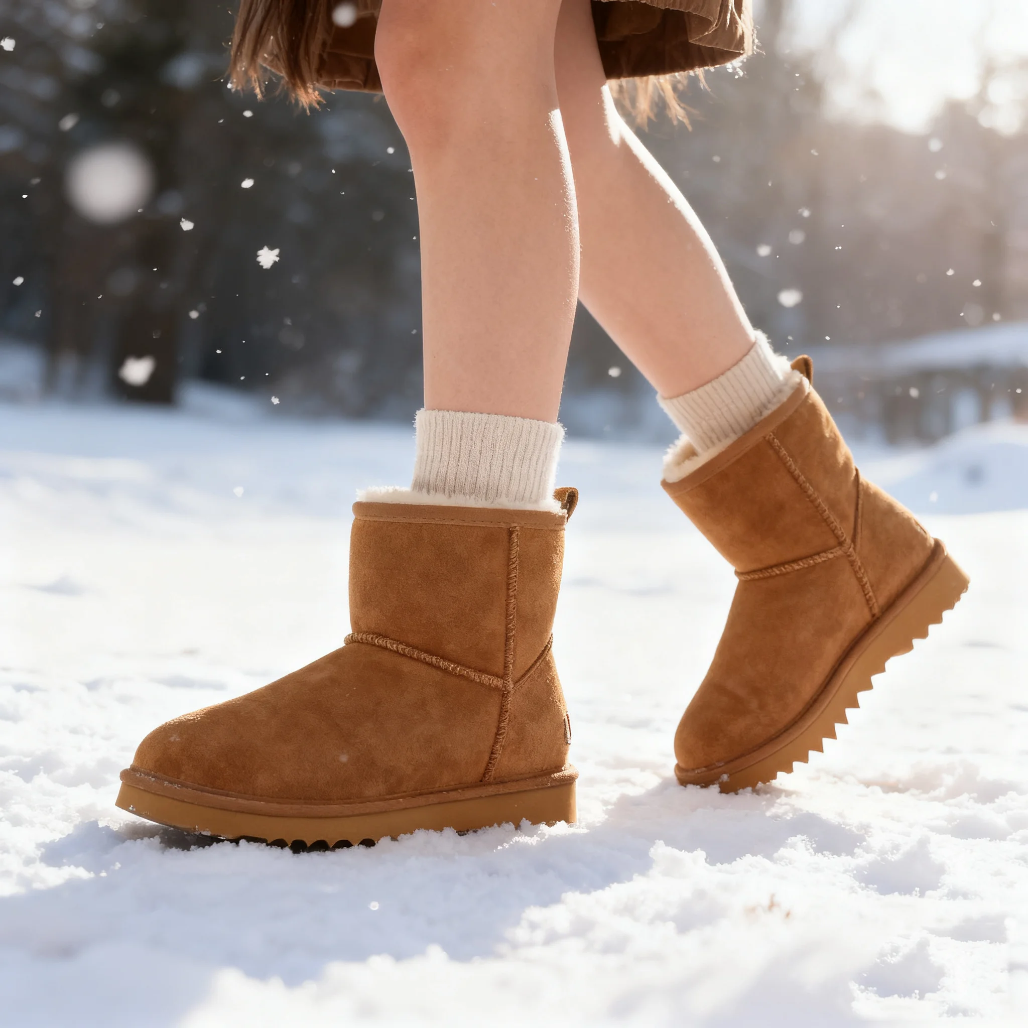 

Evshine Women Winter Mini Snow Boots Classic Genine Fur Lined Snow Boots Warm Plush Suede Boots Lady Outdoor Fuzzy Ankle Boots