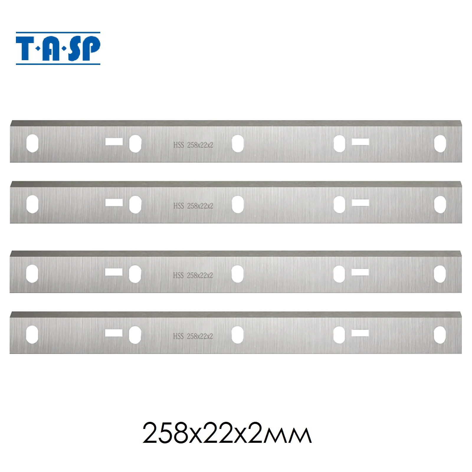 TASP 4pcs 258mm HSS Wood Planer Blade 258x22x2mm Thickness Knife for Scheppach HMS1080 1050 1070 Bernardo PT-250 Kity DRA 260