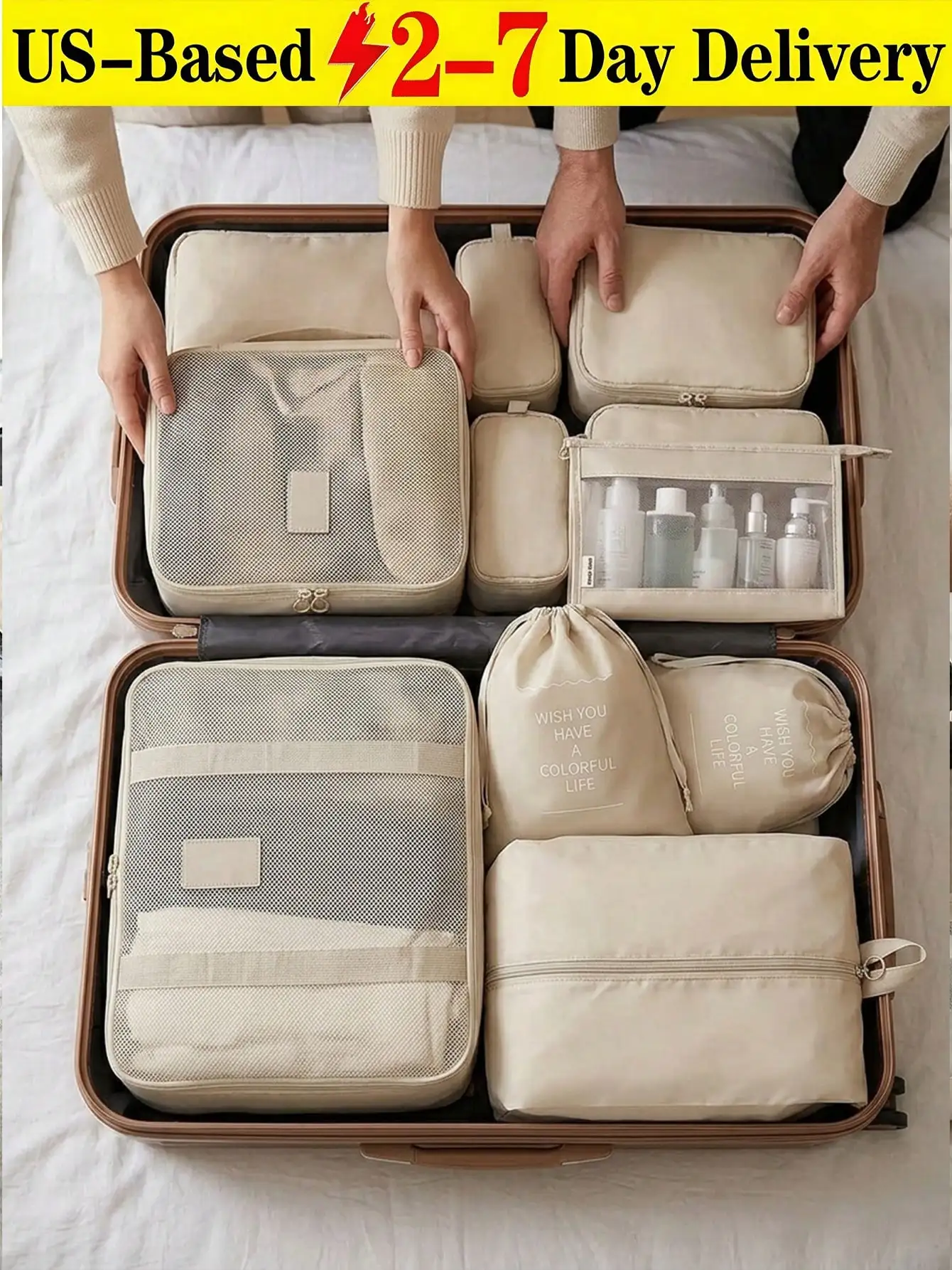 Travel Packing Cubes 9 Pcs Luggage Storage Bags Clothes Organizer Set for Suitcase Travel Stuff Storage Bag