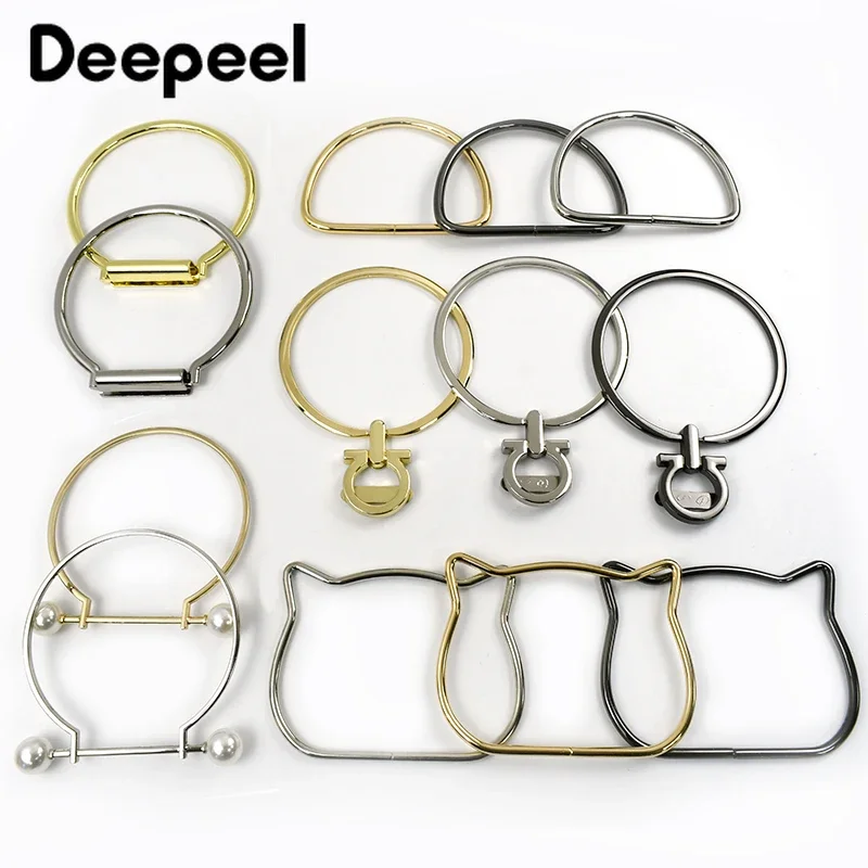 2Pcs Deepeel Metal Purse Frame Bag Handles DIY Handmade Sewing Brackets for Making Handbag Woven-bag Hardware Wallet Accessories