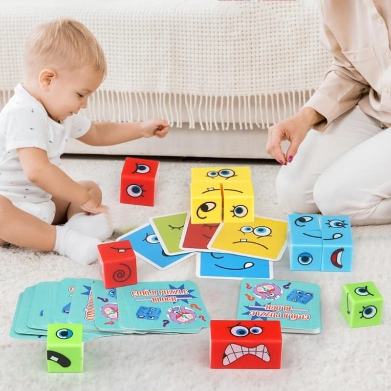 Expression Puzzle Building Cubes Face-Changing Plastic Cube Block Matching Game Logical Thinking Toy 15UB
