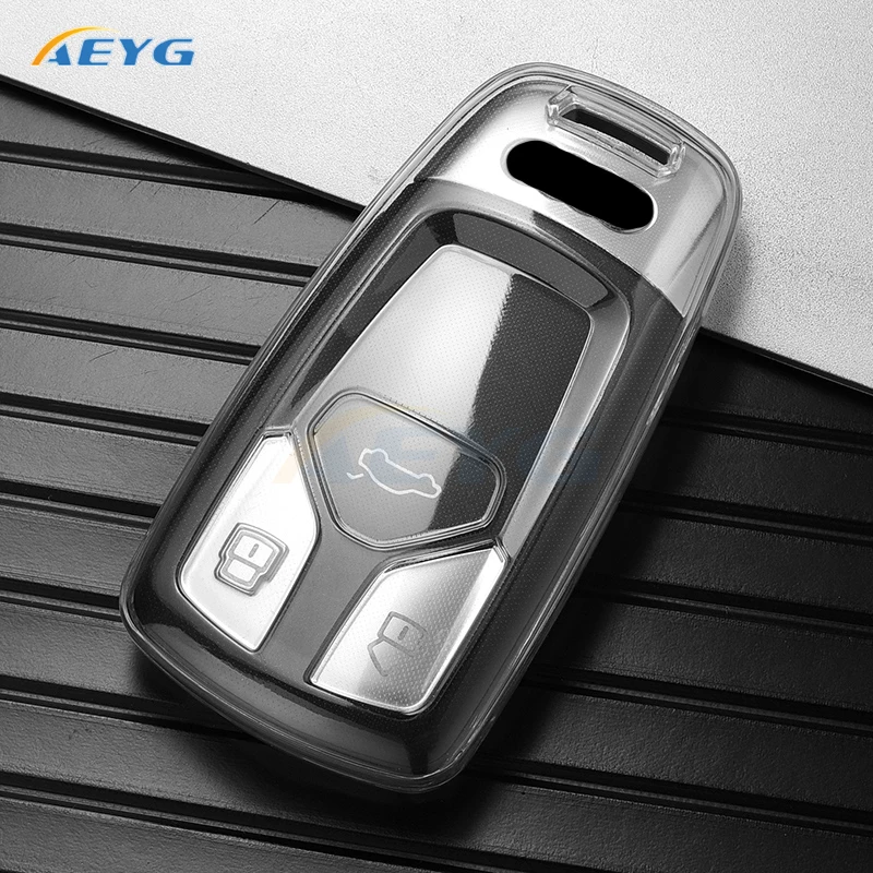 TPU Car Key Case Cover Shell Fob For Audi A5 A4 B9 TT Q7 A6 Q5 Sline SQ5 8S 8W 4M S4 S5 S7 TTS TFSI RS Car Key Cover Accessories