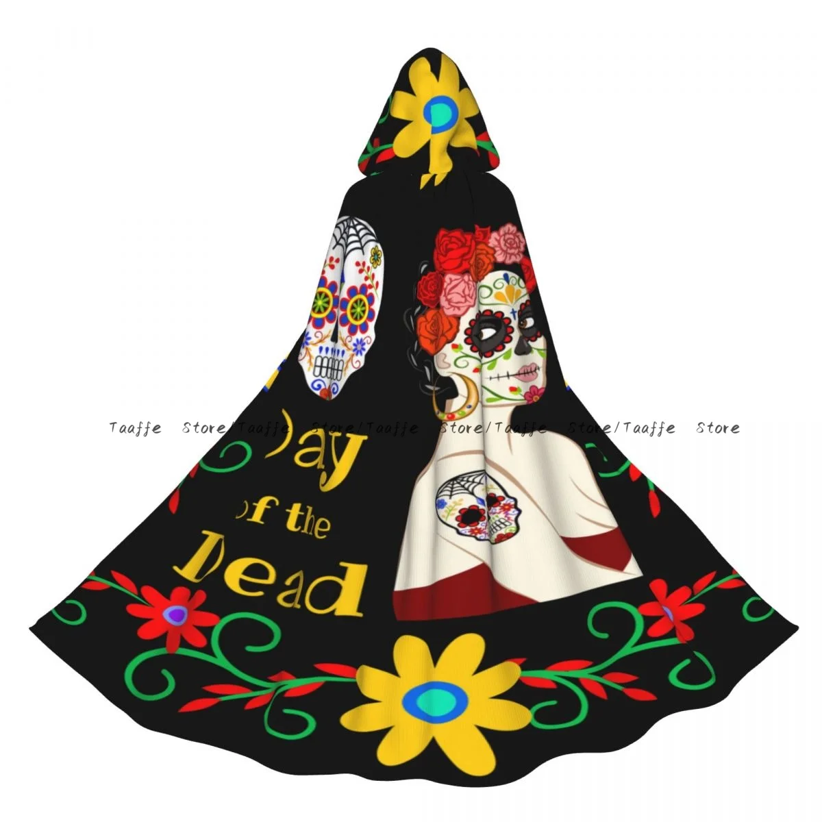 

Witch Long Hooded Robe Mexican Girl Day Of The Dead Halloween Cloak Cosplay Costumes for Adult