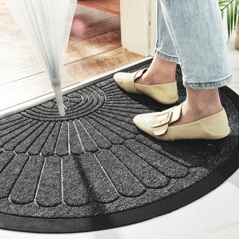 European Semi-circular Polyester Rubber Doormat for Home Outdoor Door Mat Non-slip Wear-resistant Dust Removal Floor Mats