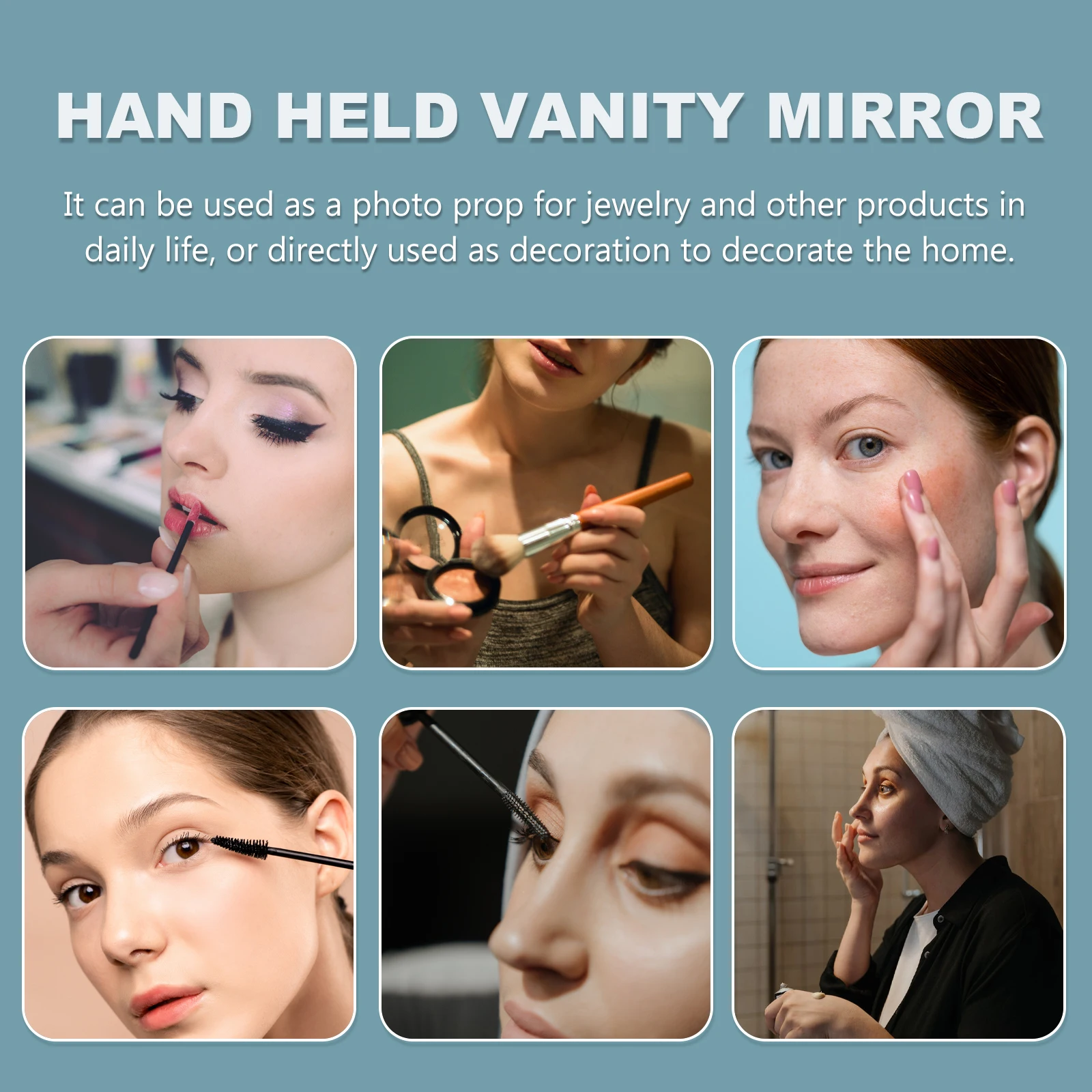 

1Pcs Resin Mirror Relief Design Oval Wrapped Frame Portable Women Make Up Tool Nordic Style Adornment