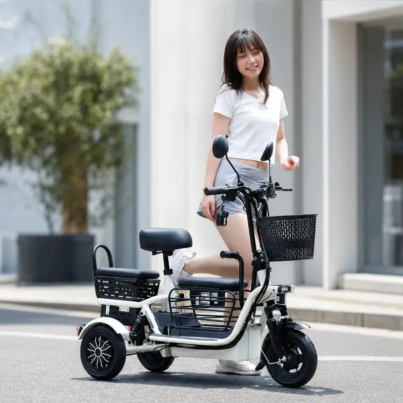 Electric Tricycle for Dual-Drive Hill Climbing Small Family Parent-Child Model for Men and Women to Pick Up Children