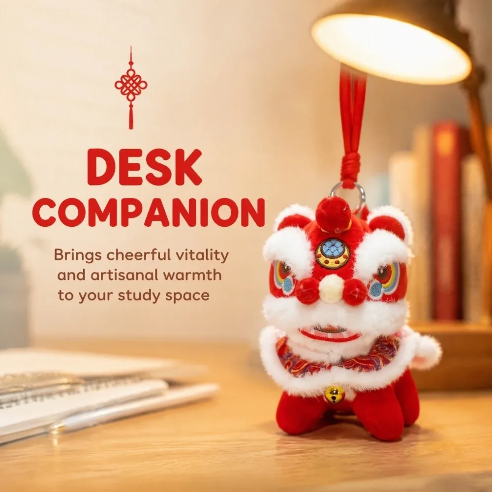 Cartoon Lion Dance Keychain Fortune Character Bell Lion Dance Pendant Chinese Style Chinese New Year Gift Spring Festival