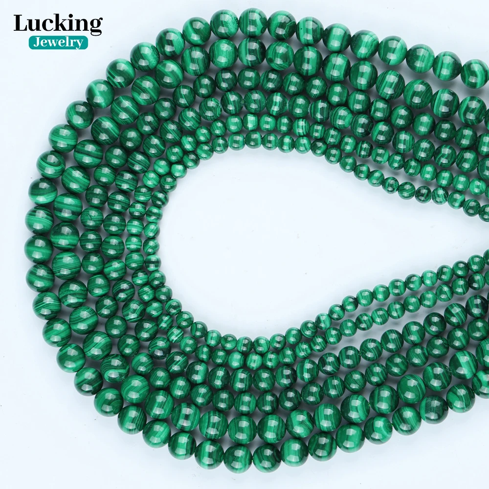 

100% Natural Malachite Loose Stone Beads For Jewelry Making Bracelet Necklace Accessories 15'' 4 5 6 8 10mm