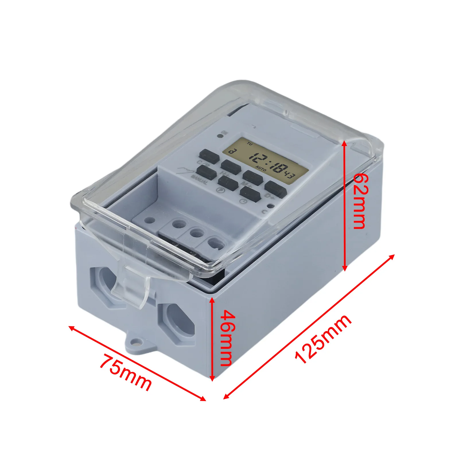 Time Controller Intelligent Timer With Cover With Key Lock LCD Display Plastic Transparent Wall-mountable 10A 220V