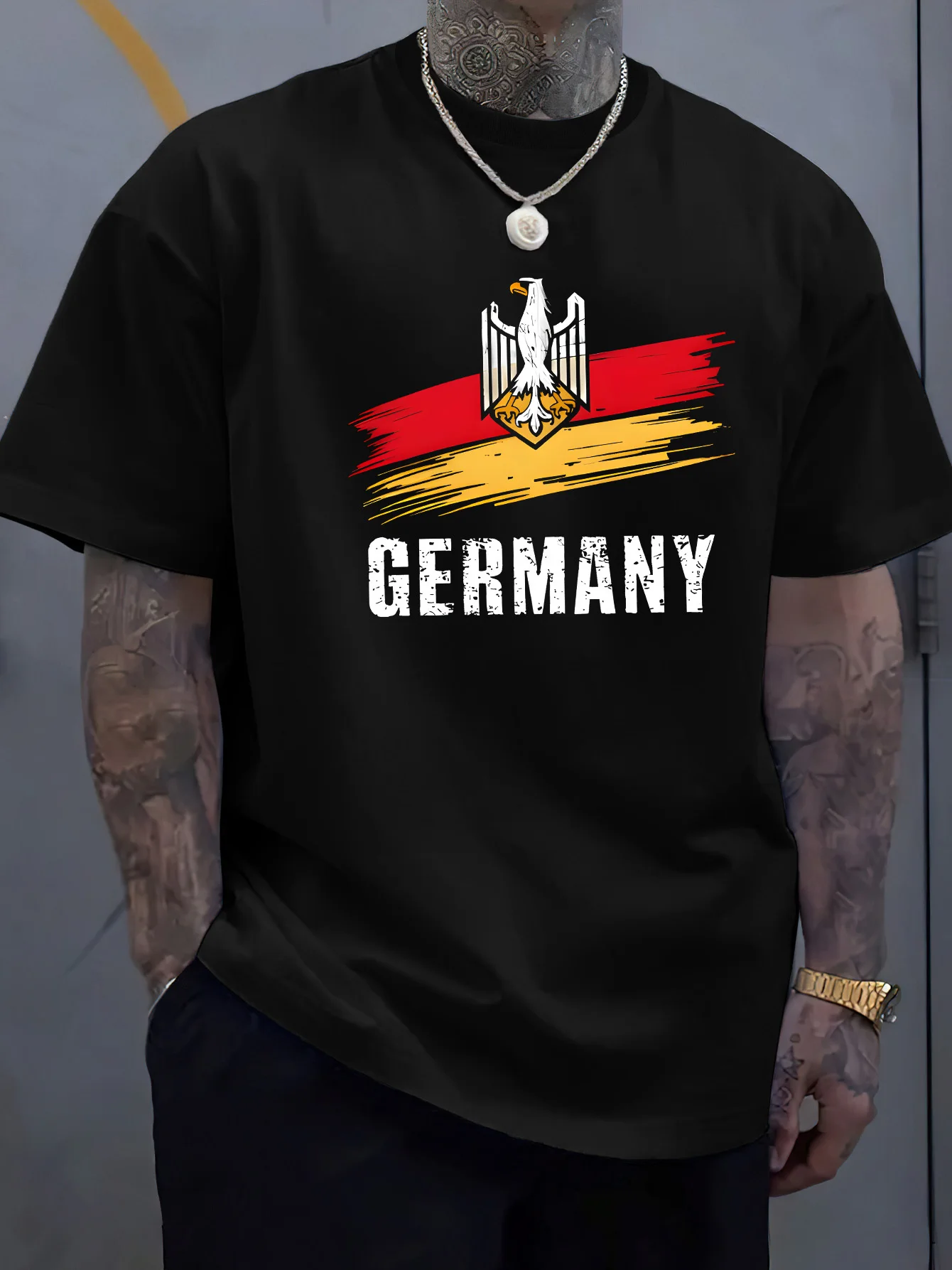 

Germany Flag Graphic design-100% cotton summer casual O-neck short-sleeved men's printed T-shirt.
