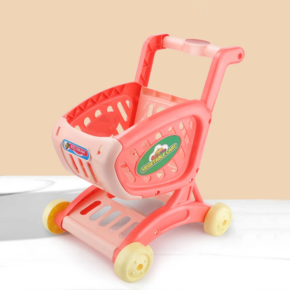 Rollenspel voor kinderen Winkelwagen Speelgoedsimulatie Trolley voor kinderen Voedselkar Opbergrek Baby Roze Speeltijdaccessoires