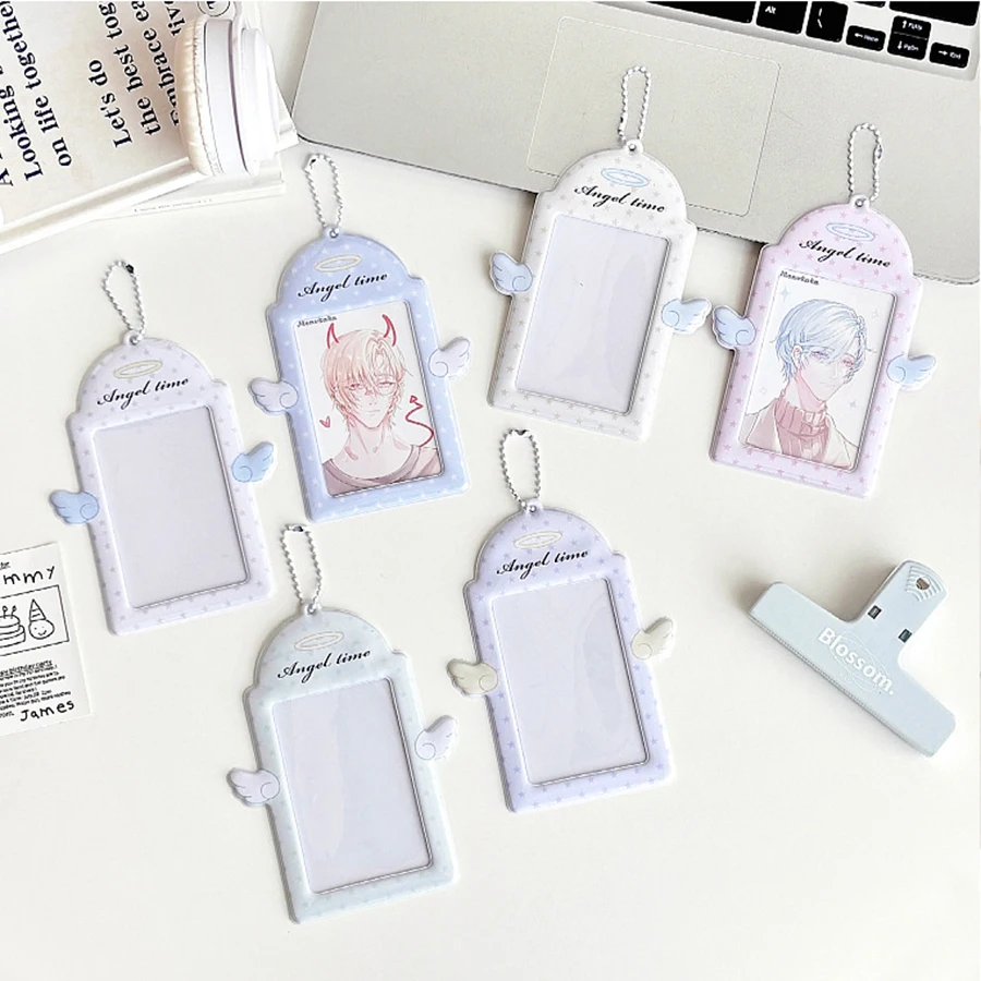 Photo Card Holder Keychain Id Badge Holder,3 Inch Photocards Holder Protective Sleeves Id Case Holder