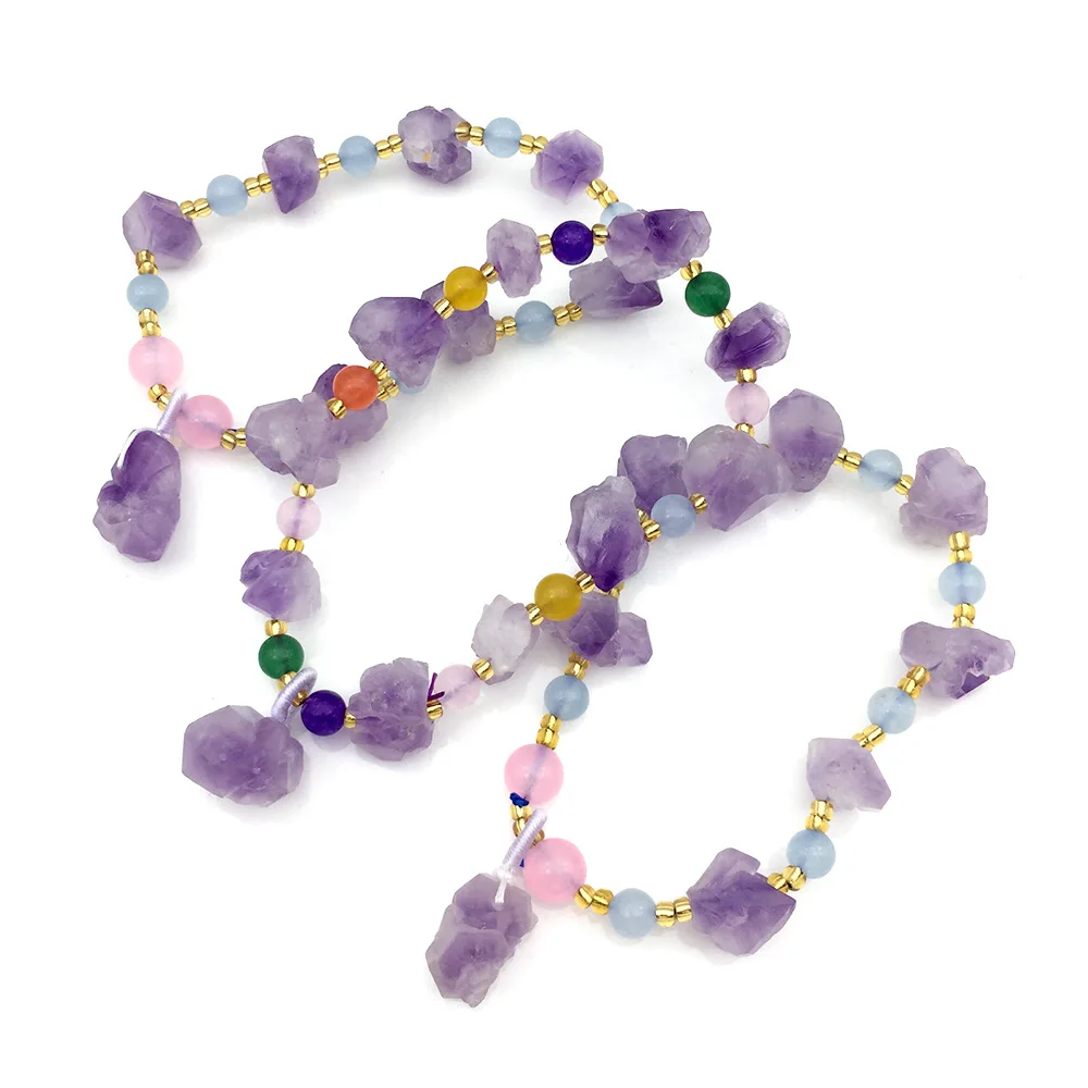 Natural lavender amethyst rough stone cluster raw ore irregular random shape women's bracelet bracelet geometry