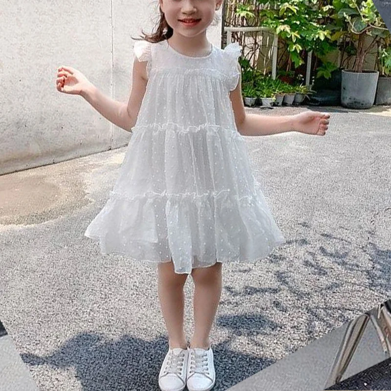 2023 New Korean Fashion Vintage Cute Kawaii Chic Elegant Hipster Dress for Girls Loose Casual Drape Solid Color Sleeveless Robe