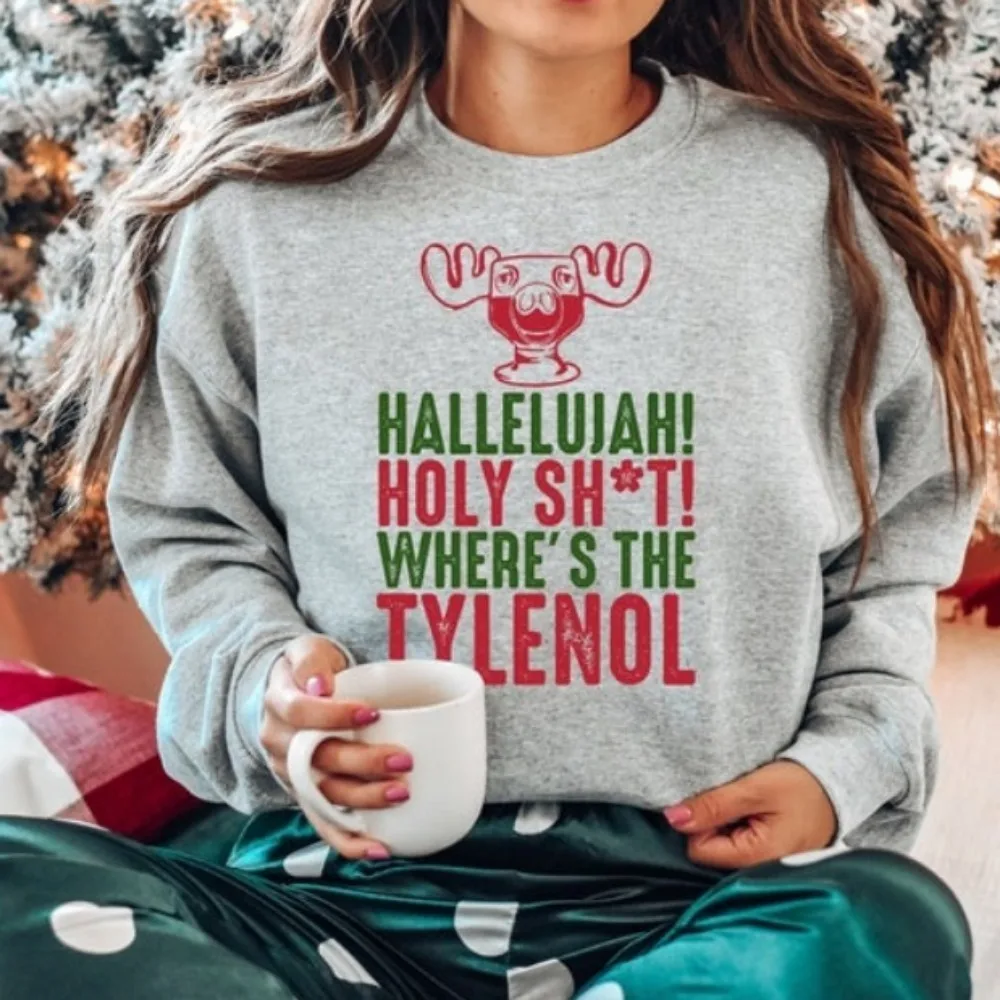 

Christmas Vacation Hallelujah Sweatshirt Hallelujah Holy Sh*t Christmas Vacation Hoodie Long Sleeve Autumn Winter Hoodies Women
