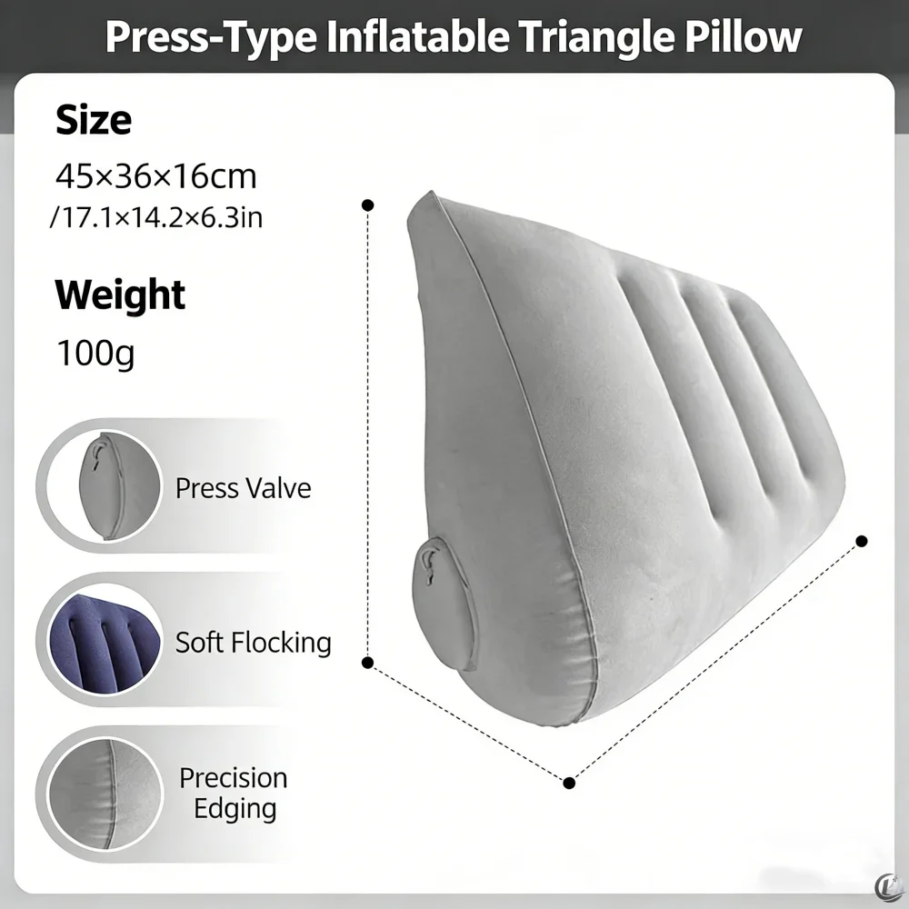 Triangular Travel Pillow Inflatable Office Neck Lumbar Support Pillow Thickened flocking Leg Rest Pillow for Air Travel gallery 4