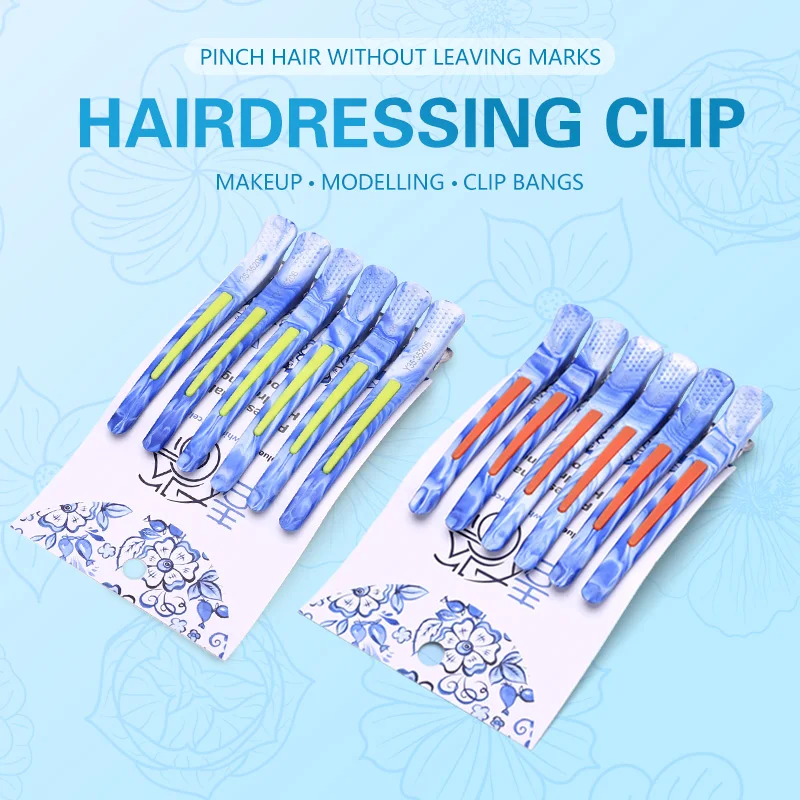 2026 Blue No Mark Hair Sectioning Clips, Non-Slip Silicone Lining Hairdressing Clamps For Salon Haircut Perm Dye Makeup Styling