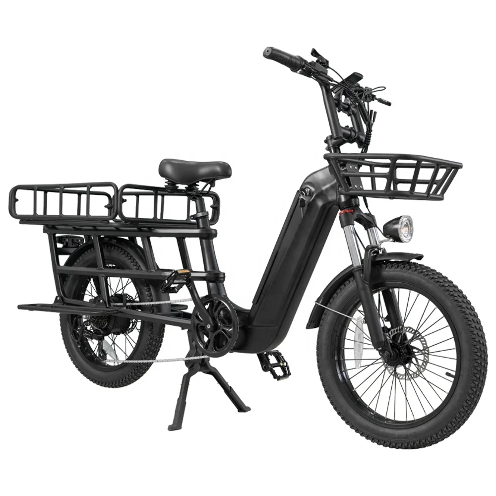 7 Speed 20*3.0 Inch Electric Cargo Bike 48v 20ah 500w Cargo Electric Bike Hydraulic Disc Brake Electric Cargo Bike